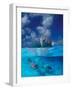 Female Divers Submerged Below Catamaran-Amos Nachoum-Framed Photographic Print