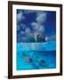 Female Divers Submerged Below Catamaran-Amos Nachoum-Framed Photographic Print