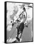 Female Engineering Cadet Adjusting Wind Director Indicator at Rensselaer Polytechnic Institute-Walter Sanders-Framed Stretched Canvas