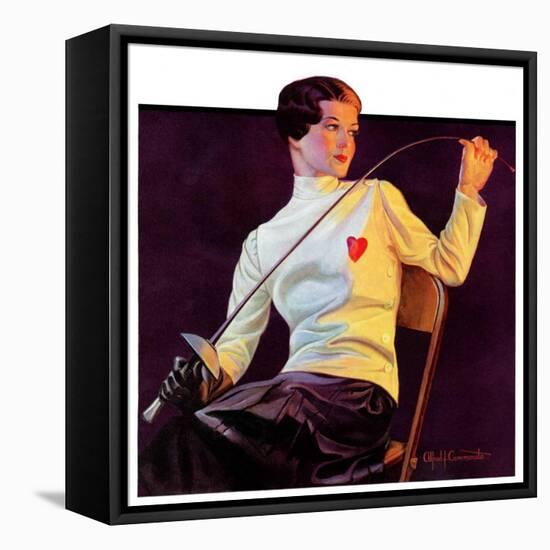 "Female Fencer,"April 1, 1933-Alfred F. Cammarata-Framed Stretched Canvas