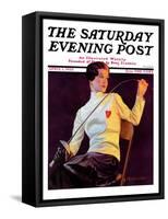 "Female Fencer," Saturday Evening Post Cover, April 1, 1933-Alfred F. Cammarata-Framed Stretched Canvas