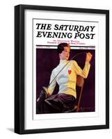 "Female Fencer," Saturday Evening Post Cover, April 1, 1933-Alfred F. Cammarata-Framed Giclee Print