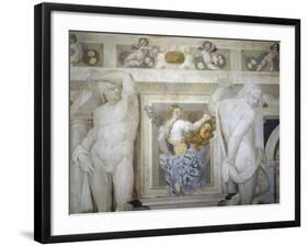 Female Figure Holding Up Caldogno Family Crest-Giovanni Antonio Fasolo-Framed Giclee Print