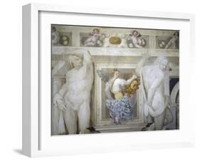 Female Figure Holding Up Caldogno Family Crest-Giovanni Antonio Fasolo-Framed Giclee Print