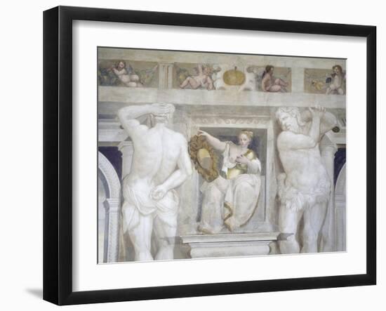 Female Figure Holding Up Muzani Family Crest-Giovanni Antonio Fasolo-Framed Giclee Print