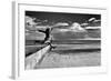 Female Figure Jumping on a Beach-Rory Garforth-Framed Photographic Print