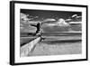 Female Figure Jumping on a Beach-Rory Garforth-Framed Photographic Print