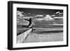 Female Figure Jumping on a Beach-Rory Garforth-Framed Photographic Print