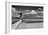 Female Figure Jumping on a Beach-Rory Garforth-Framed Photographic Print