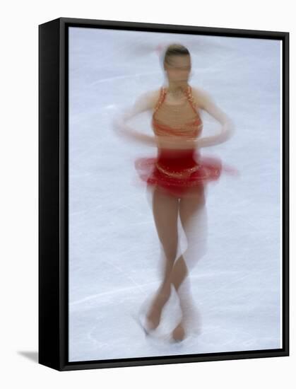 Female Figure Skater Preforming a Spin-null-Framed Stretched Canvas