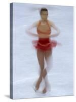 Female Figure Skater Preforming a Spin-null-Stretched Canvas