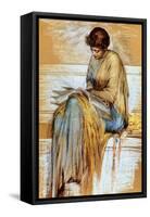 Female Figure Study (Pastel on Paper)-Albert Joseph Moore-Framed Stretched Canvas