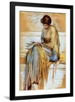 Female Figure Study (Pastel on Paper)-Albert Joseph Moore-Framed Giclee Print