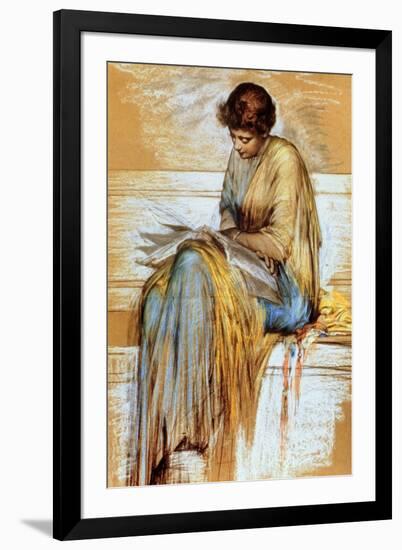 Female Figure Study (Pastel on Paper)-Albert Joseph Moore-Framed Giclee Print