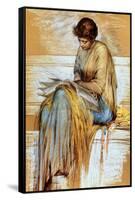 Female Figure Study (Pastel on Paper)-Albert Joseph Moore-Framed Stretched Canvas