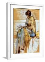 Female Figure Study (Pastel on Paper)-Albert Joseph Moore-Framed Giclee Print