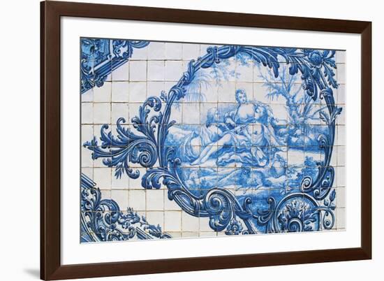 Female Figures, Azulejos Tiles, Estoi Palace-null-Framed Giclee Print