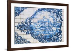 Female Figures, Azulejos Tiles, Estoi Palace-null-Framed Giclee Print