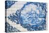 Female Figures, Azulejos Tiles, Estoi Palace-null-Stretched Canvas