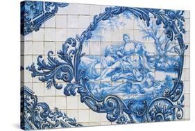 Female Figures, Azulejos Tiles, Estoi Palace-null-Stretched Canvas