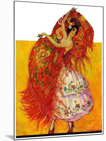 "Female Flamenco Dancer,"May 21, 1932-Henry Soulen-Mounted Giclee Print