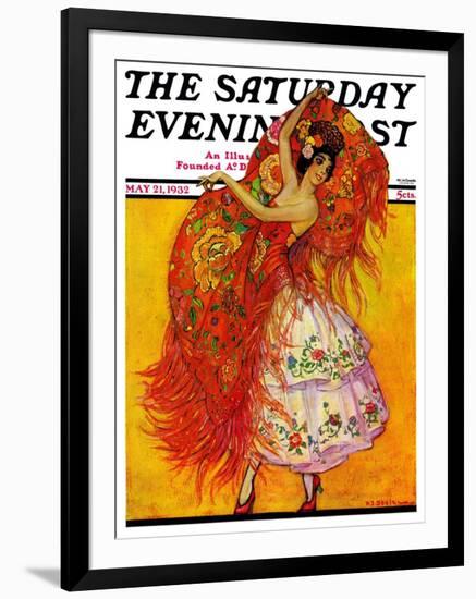 "Female Flamenco Dancer," Saturday Evening Post Cover, May 21, 1932-Henry Soulen-Framed Premium Giclee Print