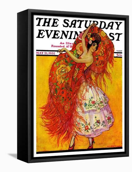 "Female Flamenco Dancer," Saturday Evening Post Cover, May 21, 1932-Henry Soulen-Framed Stretched Canvas