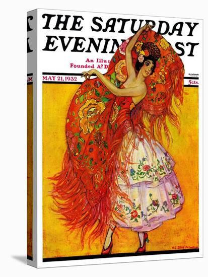 "Female Flamenco Dancer," Saturday Evening Post Cover, May 21, 1932-Henry Soulen-Stretched Canvas