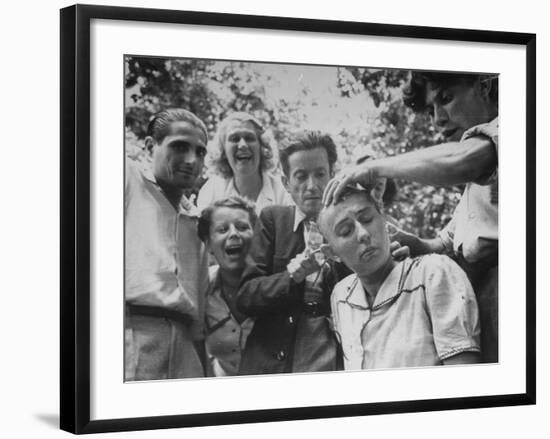 Female French Collaborator Having Her Head Shaved During Liberation of Marseilles-Carl Mydans-Framed Photographic Print