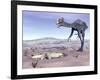 Female Gigantoraptor Dinosaur Walking to its Nest Full of Eggs-null-Framed Art Print