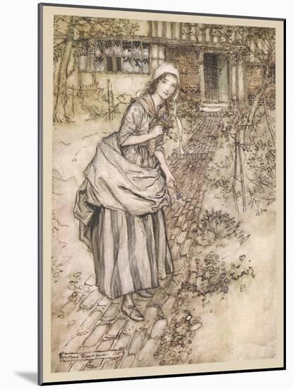 Female, Girl in Garden-Arthur Rackham-Mounted Art Print