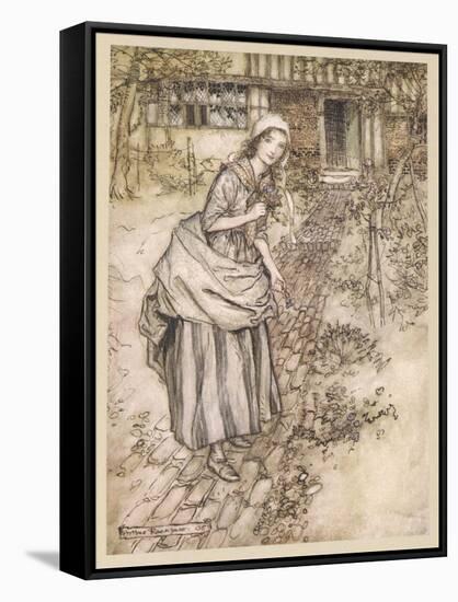 Female, Girl in Garden-Arthur Rackham-Framed Stretched Canvas