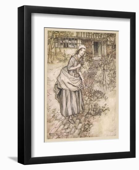 Female, Girl in Garden-Arthur Rackham-Framed Art Print