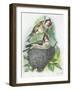 Female Goldfinch Carduelis Carduelis Warming its Eggs While Her Mate Feeding Her-null-Framed Giclee Print