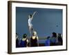 Female Gymnast Performing on a Balance Beam-null-Framed Photographic Print