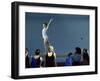 Female Gymnast Performing on a Balance Beam-null-Framed Photographic Print