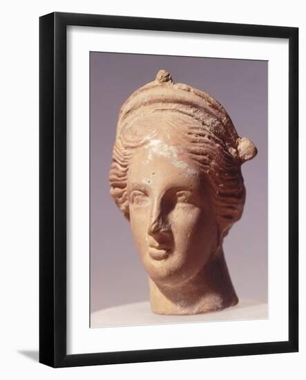 Female Head, Alexandrian Statue in Terracotta BC-null-Framed Giclee Print