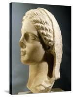 Female Head Wearing Veil, Sculpture Found in Apulia, Italy, Magna Graecia BC-null-Stretched Canvas