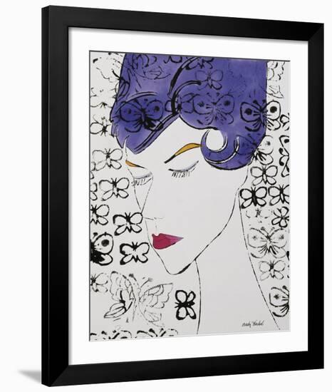 Female Head with Stamps, c. 1959-Andy Warhol-Framed Art Print