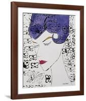Female Head with Stamps, c. 1959-Andy Warhol-Framed Art Print