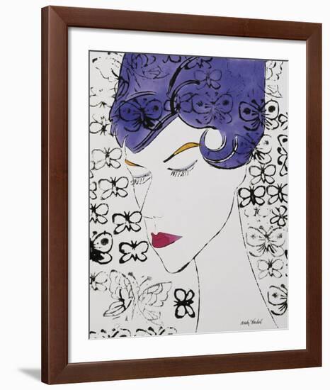 Female Head with Stamps, c. 1959-Andy Warhol-Framed Art Print