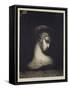 Female Head-Odilon Redon-Framed Stretched Canvas