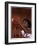 Female High Schooll Basketball Player in Action Shooting a Free Throw During a Game-null-Framed Premium Photographic Print