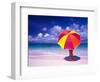 Female Holding a Colorful Beach Umbrella on Harbour Island, Bahamas-Greg Johnston-Framed Photographic Print