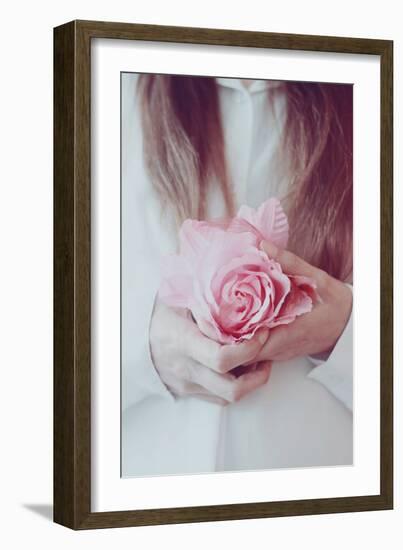 Female Holding a False Rose-Carolina Hernandez-Framed Photographic Print