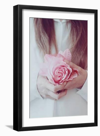 Female Holding a False Rose-Carolina Hernandez-Framed Photographic Print