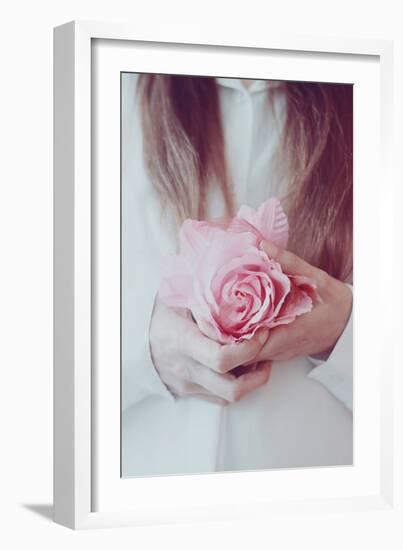 Female Holding a False Rose-Carolina Hernandez-Framed Photographic Print