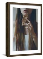 Female Holding a Leaf-Carolina Hernandez-Framed Photographic Print