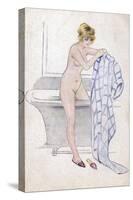 Female in Bath C1910-null-Stretched Canvas