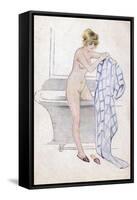 Female in Bath C1910-null-Framed Stretched Canvas